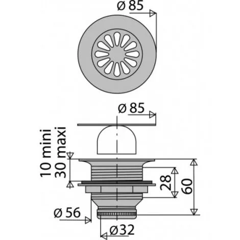 Bonde Verticale à Visser 33x42 Pour Receveur Diamètre 60 Valentin 2 Bonde Verticale à Visser 33x42 Pour Receveur Diamètre 60 Valentin – Image 2
