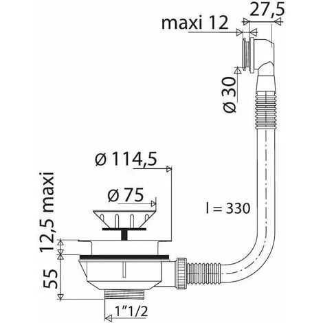 Bonde à Panier Manuel Avec Trop Plein Valentin (H55) Blanche Valentin 2 Bonde à Panier Manuel Avec Trop Plein Valentin (H55) Blanche Valentin – Image 2