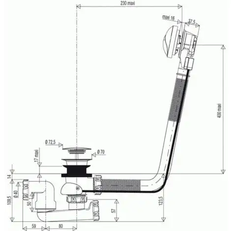 VALENTIN Vidage De Baignoire Universel à Câble 1M 2 VALENTIN Vidage De Baignoire Universel à Câble 1M – Image 2