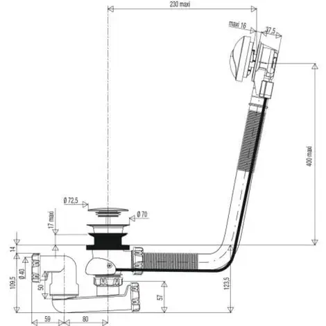 VALENTIN Vidage De Baignoire Universel à Câble 1M 3 VALENTIN Vidage De Baignoire Universel à Câble 1M – Image 3