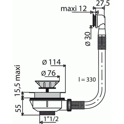 VALENTIN Bonde Evier à Panier Manuel Ø 114 Avec Trop Plein 2 VALENTIN Bonde Evier à Panier Manuel Ø 114 Avec Trop Plein – Image 2