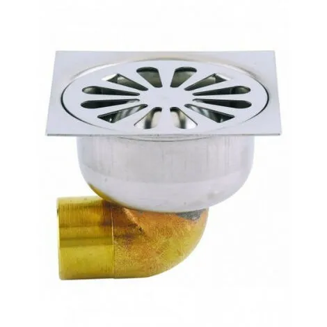 VALENTIN Bonde Carré 10X10 Inox-laiton Coude - 4601 1 VALENTIN Bonde Carré 10X10 Inox-laiton Coude - 4601