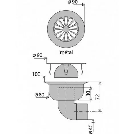 VALENTIN Bonde Carré 10X10 Inox-laiton Coude - 4601 2 VALENTIN Bonde Carré 10X10 Inox-laiton Coude - 4601 – Image 2