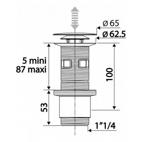 VALENTIN Bonde Lavabo Cut Click Et Fixe - 1249 2 VALENTIN Bonde Lavabo Cut Click Et Fixe - 1249 – Image 2
