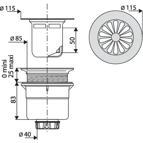 Bonde Verticale VALENTIN Pour Receveurs De Douche 2 Bonde Verticale VALENTIN Pour Receveurs De Douche – Image 2