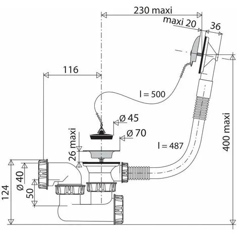 Vidage à Chaînette VALENTIN Avec Siphon Inclus 3 Vidage à Chaînette VALENTIN Avec Siphon Inclus – Image 3