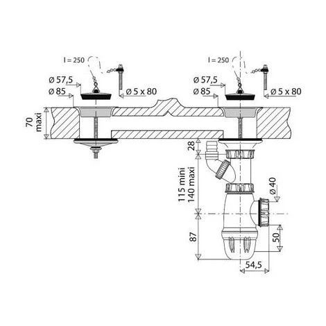 Ensemble En Plastique Blanc Pour éviers Grès Orifice Ø 60 Mm Valentin, Ensemble En Plastique 2 Ensemble En Plastique Blanc Pour éviers Grès Orifice Ø 60 Mm Valentin, Ensemble En Plastique – Image 2