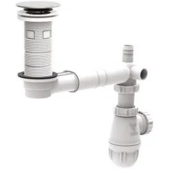 VALENTIN Ensemble Complet Universel Bonde Tubulure Siphon Et Prises Extraplat - Blanc