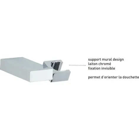 Support Douchette Mural Rectangulaire Articulé, Fixation Invisible, Laiton Chromé Valentin 2 Support Douchette Mural Rectangulaire Articulé, Fixation Invisible, Laiton Chromé Valentin – Image 2