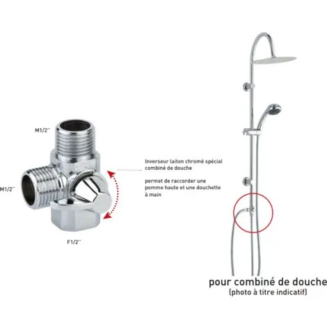 Inverseur Pour Colonne De Douche, Laiton Chromé Valentin 2 Inverseur Pour Colonne De Douche, Laiton Chromé Valentin – Image 2