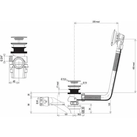 Vidage Baignoire Automatique à Remplissage Par Le Fond Valentin 2 Vidage Baignoire Automatique à Remplissage Par Le Fond Valentin – Image 2